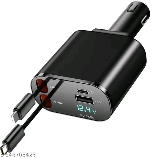 100W 4-in-1 Retractable Car Charger